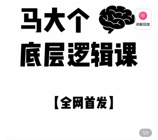 马大个·底层逻辑课,51节底层逻辑智慧课-价值1980元网创吧-网创项目资源站-副业项目-创业项目-搞钱项目网创吧