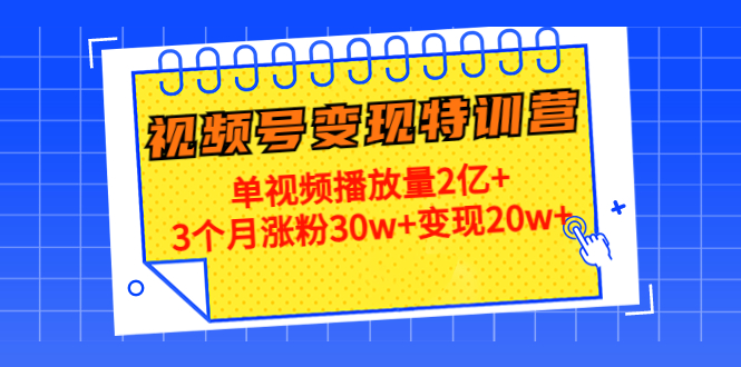 21天视频号变现特训营:单视频播放量2亿+3个月涨粉30w+变现20w+网创吧-网创项目资源站-副业项目-创业项目-搞钱项目网创吧