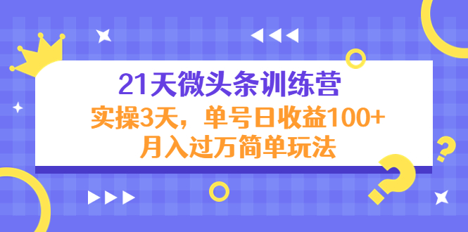 21天微头条训练营，实操3天，单号日收益100+月入过万简单玩法网创吧-网创项目资源站-副业项目-创业项目-搞钱项目网创吧