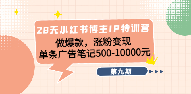 28天小红书博主IP特训营《第9期》做爆款,涨粉变现 单条广告笔记500-10000网创吧-网创项目资源站-副业项目-创业项目-搞钱项目网创吧