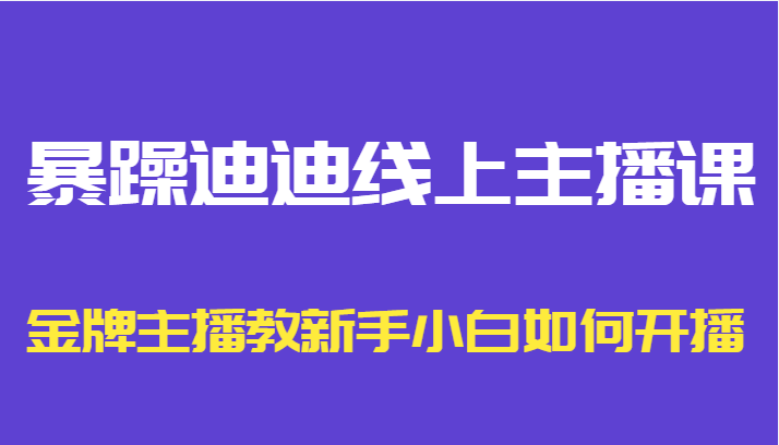 暴躁迪迪线上主播课,金牌主播教新手小白如何开播网创吧-网创项目资源站-副业项目-创业项目-搞钱项目网创吧