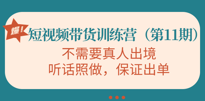 视频带货训练营,不需要真人出境,听话照做,保证出单网创吧-网创项目资源站-副业项目-创业项目-搞钱项目网创吧