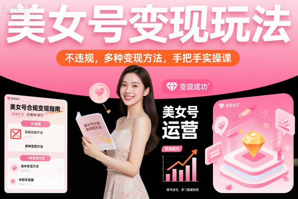 美女号变现玩法,不违规,多种变现方法,手把手实操课网创吧-网创项目资源站-副业项目-创业项目-搞钱项目网创吧
