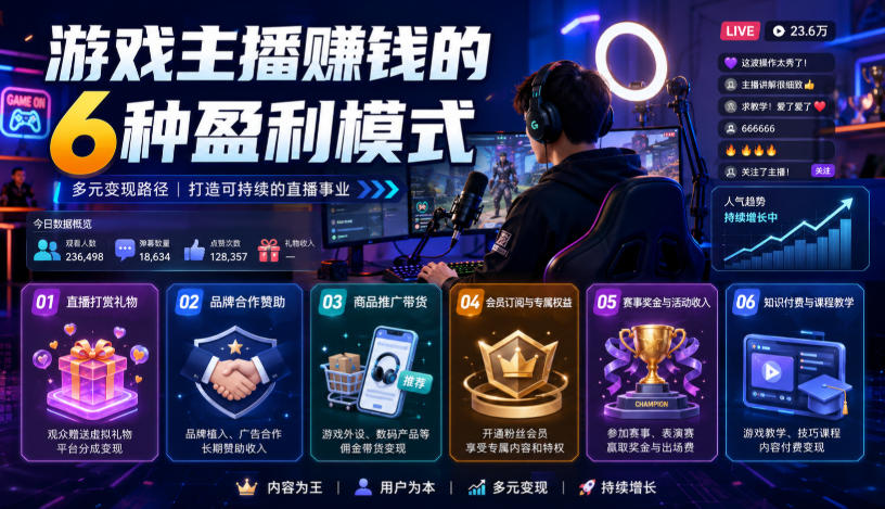 付费文章:游戏主播賺钱的6种盈利模式网创吧-网创项目资源站-副业项目-创业项目-搞钱项目网创吧