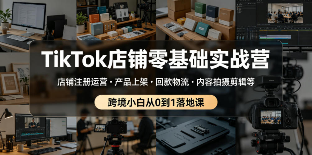 TikTok店铺零基础实战营，店铺注册运营・产品上架・回款物流・内容拍摄剪辑等 ，跨境小白从0到1落地课网创吧-网创项目资源站-副业项目-创业项目-搞钱项目网创吧