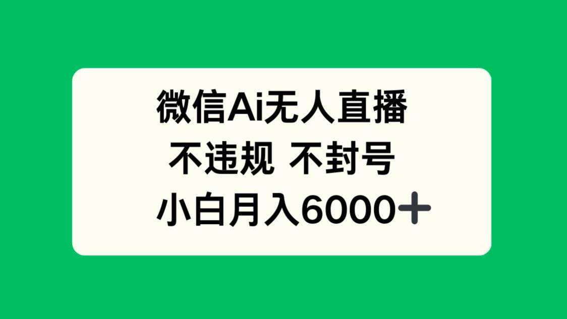 (14733期)微信AI无人直播,不违规 不封号 ,小白月入6000+网创吧-网创项目资源站-副业项目-创业项目-搞钱项目网创吧