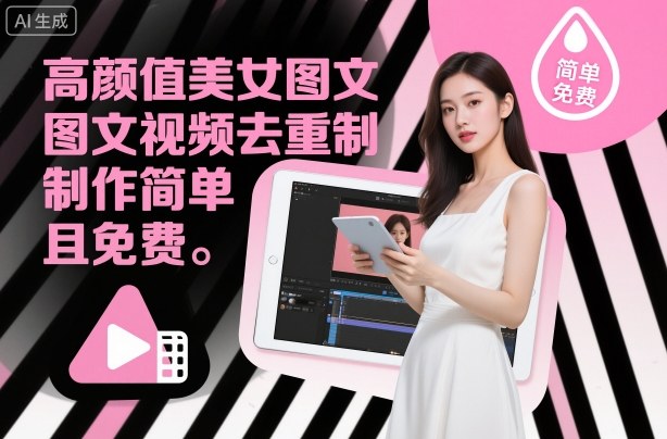 高颜值美女图文视频去重制作教学,制作简单且免费网创吧-网创项目资源站-副业项目-创业项目-搞钱项目网创吧