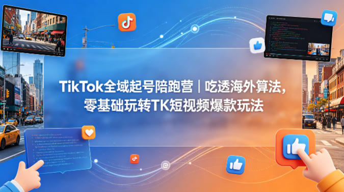 TikTok全域起号陪跑营|吃透海外算法,零基础玩转TK短视频爆款玩法网创吧-网创项目资源站-副业项目-创业项目-搞钱项目网创吧