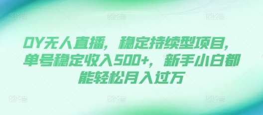 DY无人直播,稳定持续型项目,单号稳定收入500+,新手小白都能轻松月入过万【揭秘】网创吧-网创项目资源站-副业项目-创业项目-搞钱项目网创吧