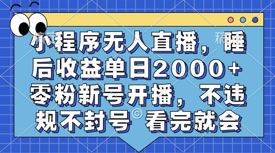 (13251期)小程序无人直播,睡后收益单日2000+ 零粉新号开播,不违规不封号 看完就会网创吧-网创项目资源站-副业项目-创业项目-搞钱项目网创吧