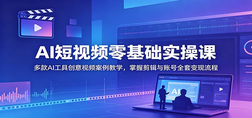 AI短视频零基础实操课：多款AI工具创意视频案例教学，掌握剪辑与账号全套变现流程网创吧-网创项目资源站-副业项目-创业项目-搞钱项目网创吧