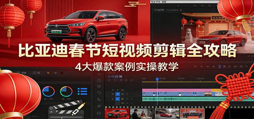 比亚迪春节短视频剪辑全攻略，4大爆款案例实操教学网创吧-网创项目资源站-副业项目-创业项目-搞钱项目网创吧
