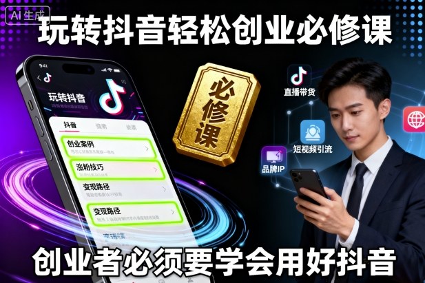 玩转抖音轻松创业必修课,创业者必须要学会用好抖音网创吧-网创项目资源站-副业项目-创业项目-搞钱项目网创吧
