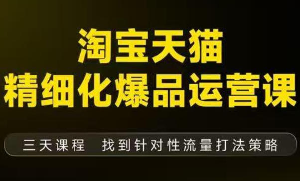 淘宝天猫精细化爆品运营(9月12-14杭州线下课),全方位拆解爆品打造逻辑【音频+字幕+文档】网创吧-网创项目资源站-副业项目-创业项目-搞钱项目网创吧