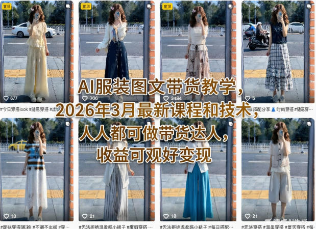 AI服装图文带货教学,2026年3月最新课程和技术,人人都可做带货达人,收益可观好变现网创吧-网创项目资源站-副业项目-创业项目-搞钱项目网创吧