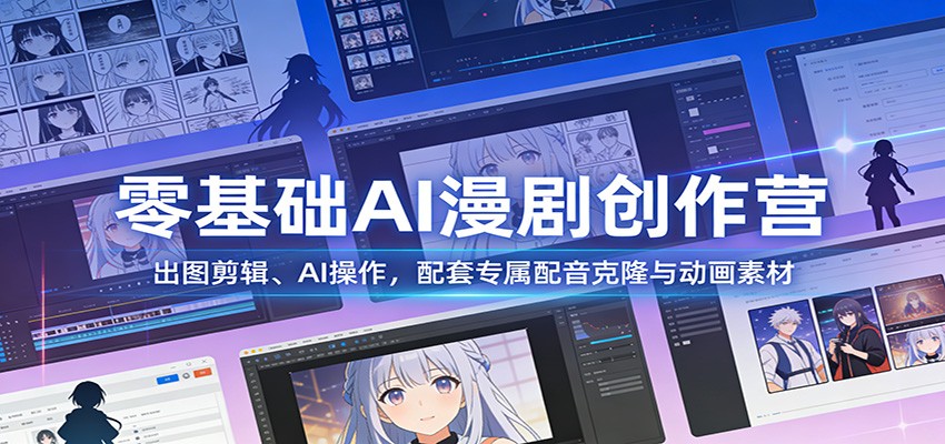 零基础AI漫剧创作营:出图剪辑、AI操作,配套专属配音克隆与动画素材网创吧-网创项目资源站-副业项目-创业项目-搞钱项目网创吧
