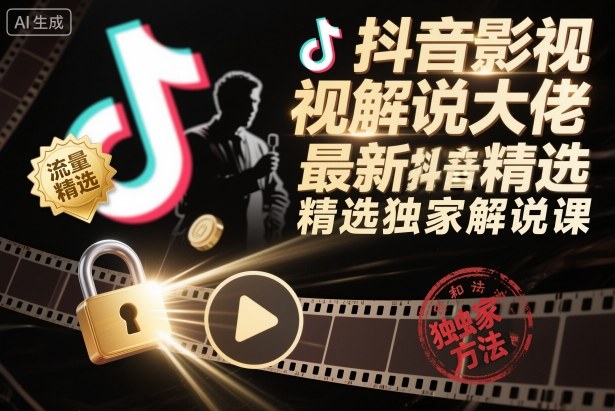 抖音影视解说大佬最新抖音进精选和独家方法，精选独家解说课网创吧-网创项目资源站-副业项目-创业项目-搞钱项目网创吧