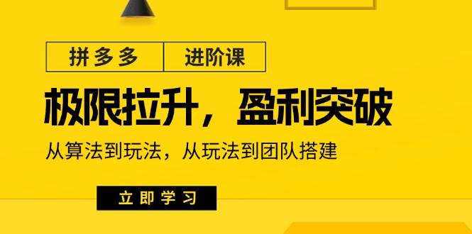 （11435期）拼多多·进阶课：极限拉升/盈利突破：从算法到玩法 从玩法到团队搭建-18节网创吧-网创项目资源站-副业项目-创业项目-搞钱项目网创吧