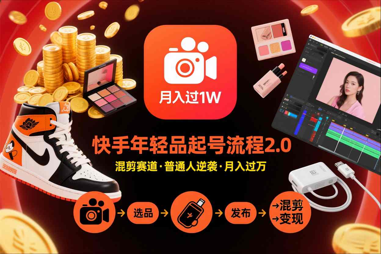 快手短视频带货年轻品起号流程2.0,快手年轻品混剪赛道,普通人也能月入过1W网创吧-网创项目资源站-副业项目-创业项目-搞钱项目网创吧