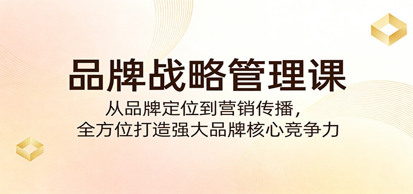 品牌战略管理课：从品牌定位到营销传播，全方位打造强大品牌核心竞争力网创吧-网创项目资源站-副业项目-创业项目-搞钱项目网创吧