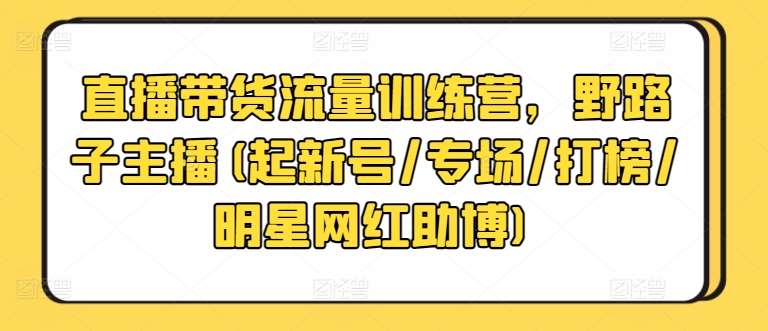 直播带货流量训练营,野路子主播(起新号/专场/打榜/明星网红助博)网创吧-网创项目资源站-副业项目-创业项目-搞钱项目网创吧