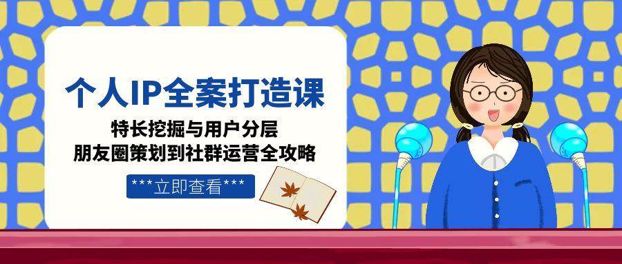 个人IP全案打造课，特长挖掘与用户分层，朋友圈策划到社群运营全攻略网创吧-网创项目资源站-副业项目-创业项目-搞钱项目网创吧