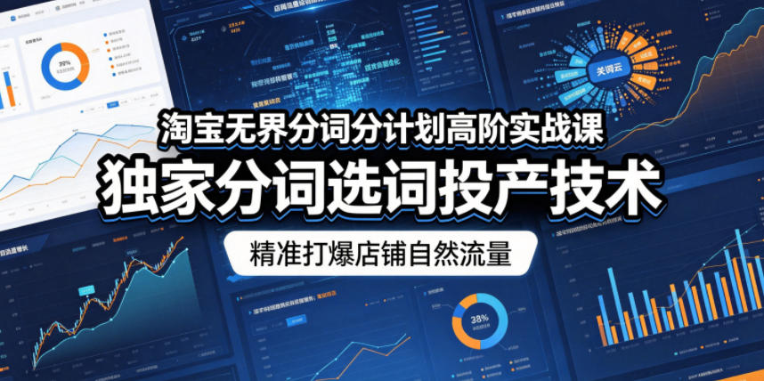 淘宝无界分词分计划高阶实战课，独家分词选词投产技术，精准打爆店铺自然流量网创吧-网创项目资源站-副业项目-创业项目-搞钱项目网创吧