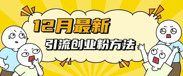 12月最新引流创业粉方法,方法非常简单,适用于多平台网创吧-网创项目资源站-副业项目-创业项目-搞钱项目网创吧