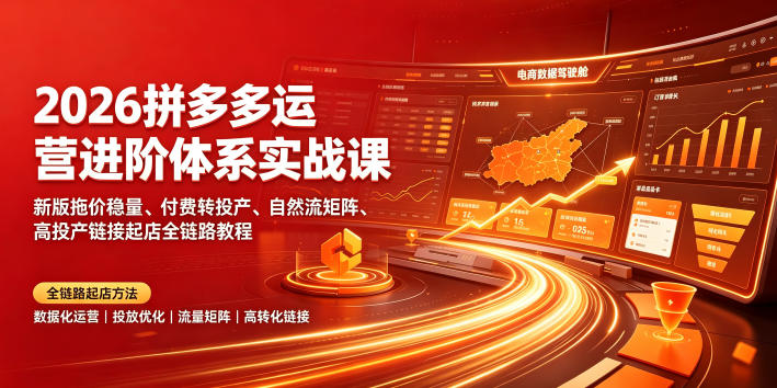 2026拼多多运营进阶体系实战课|新版拖价稳量、付费转投产、自然流矩阵、高投产链接起店全链路教程网创吧-网创项目资源站-副业项目-创业项目-搞钱项目网创吧