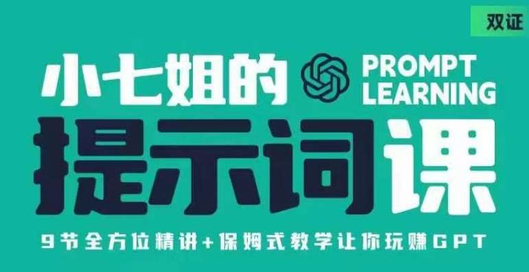 小七姐的提示词视频课(双证),9节全方位精讲+保姆式教学让你玩赚GPT网创吧-网创项目资源站-副业项目-创业项目-搞钱项目网创吧