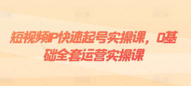 短视频IP快速起号实操课,0基础全套运营实操课,爆款内容设计+粉丝运营+内容变现网创吧-网创项目资源站-副业项目-创业项目-搞钱项目网创吧