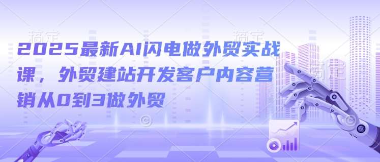 2025最新AI闪电做外贸实战课,外贸建站开发客户内容营销从0到3做外贸网创吧-网创项目资源站-副业项目-创业项目-搞钱项目网创吧