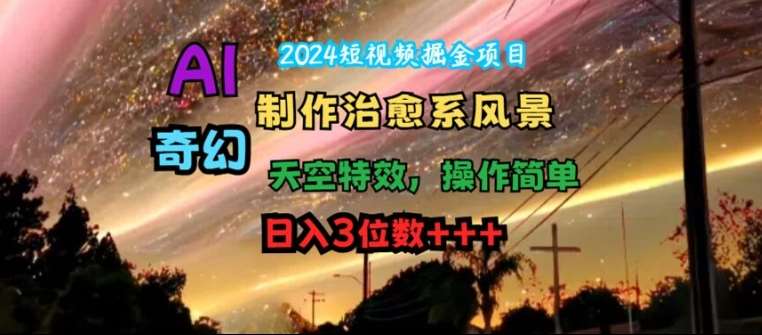 2024短视频掘金项目,AI制作治愈系风景,奇幻天空特效,操作简单,日入3位数【揭秘】网创吧-网创项目资源站-副业项目-创业项目-搞钱项目网创吧
