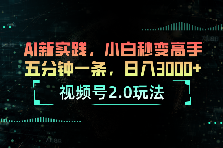 视频号2.0玩法:AI新实践,小白也能轻松日入3000+网创吧-网创项目资源站-副业项目-创业项目-搞钱项目网创吧