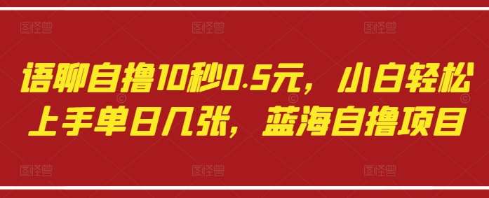 语聊自撸10秒0.5元,小白轻松上手单日几张,蓝海自撸项目网创吧-网创项目资源站-副业项目-创业项目-搞钱项目网创吧