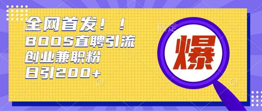 通过Boss直聘,每天轻松钓到200+多条创业大鱼的秘籍【揭秘】网创吧-网创项目资源站-副业项目-创业项目-搞钱项目网创吧