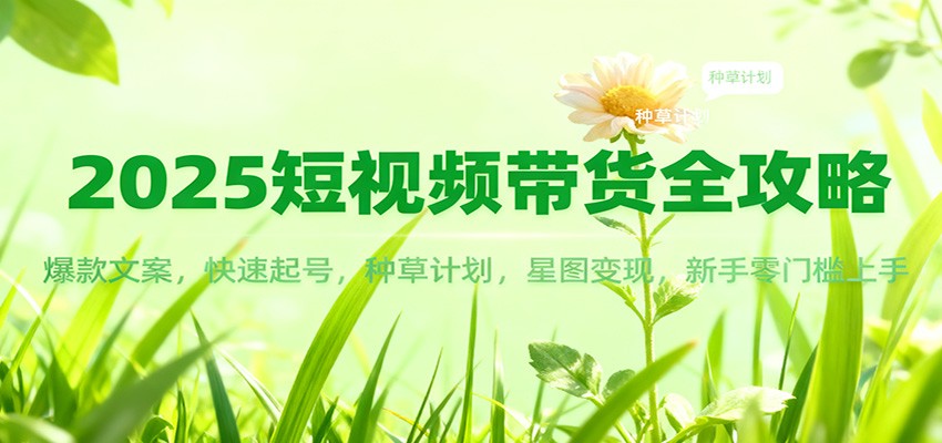 2025短视频带货全攻略:爆款文案,快速起号,种草计划,星图变现,新手零门槛上手网创吧-网创项目资源站-副业项目-创业项目-搞钱项目网创吧