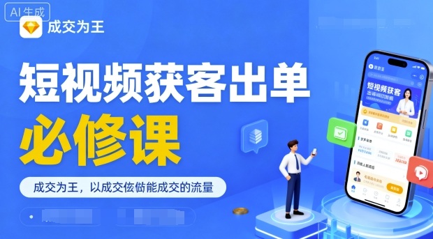 短视频获客出单必修课，成交为王，以成交为导向，直接做能成交的流量网创吧-网创项目资源站-副业项目-创业项目-搞钱项目网创吧