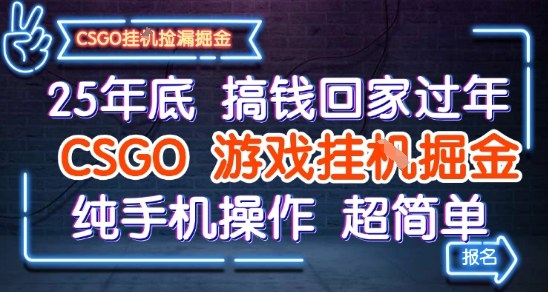 25年底搞钱回家过年,CSGO游戏挂G掘金,纯手机操作超简单【揭秘】网创吧-网创项目资源站-副业项目-创业项目-搞钱项目网创吧