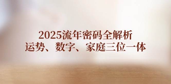(14466期)2025流年密码全解析,运势、数字、家庭三位一体网创吧-网创项目资源站-副业项目-创业项目-搞钱项目网创吧