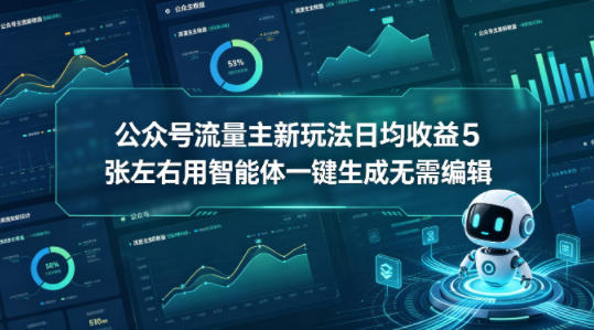 公众号流量主新玩法日均收益5张左右用智能体一键生成无需编辑网创吧-网创项目资源站-副业项目-创业项目-搞钱项目网创吧