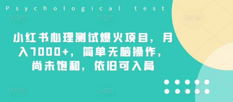 小红书心理测试爆火项目,月入7000+,简单无脑操作,尚未饱和,依旧可入局网创吧-网创项目资源站-副业项目-创业项目-搞钱项目网创吧
