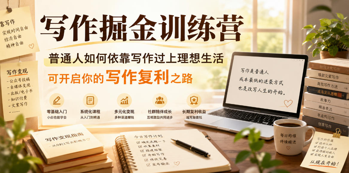 写作掘金训练营,普通人如何依靠写作过上理想生活,可开启你的写作复利之路(更新6月)网创吧-网创项目资源站-副业项目-创业项目-搞钱项目网创吧