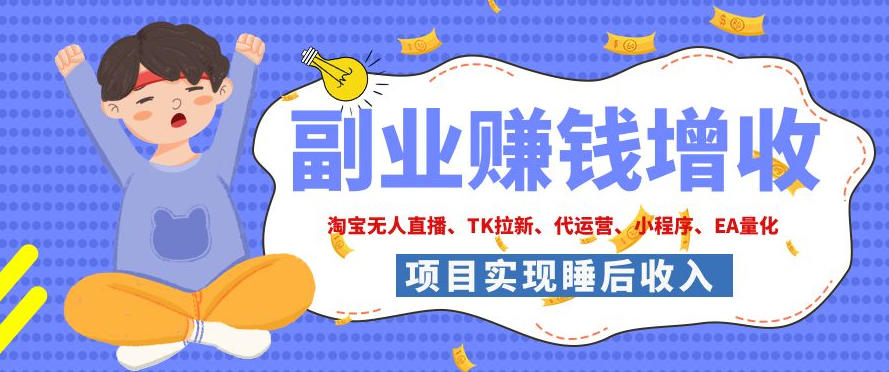 2026年多个真实落地副业项目，手把手带你搭建被动收入管道（淘宝无人直播、海外TK拉新、CSGO饰品交易、去水印小程序等）【揭秘】网创吧-网创项目资源站-副业项目-创业项目-搞钱项目网创吧