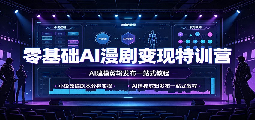 零基础AI漫剧变现特训营:小说改编剧本分镜实操,AI建模剪辑发布一站式教程网创吧-网创项目资源站-副业项目-创业项目-搞钱项目网创吧