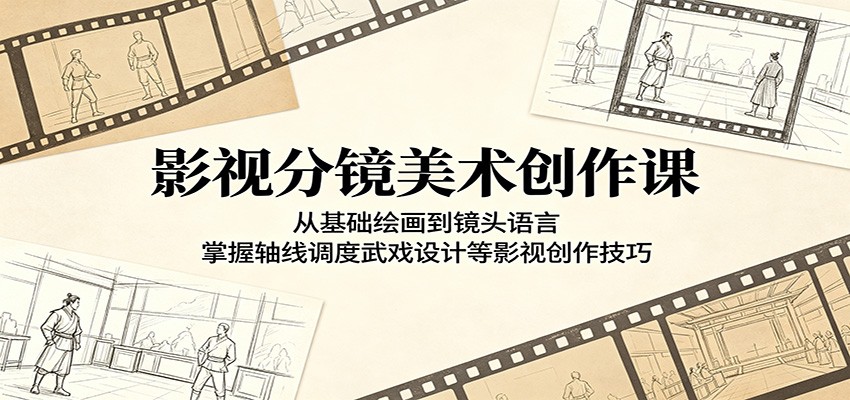 影视分镜美术创作课:从基础绘画到镜头语言,掌握轴线调度武戏设计等影视创作技巧网创吧-网创项目资源站-副业项目-创业项目-搞钱项目网创吧