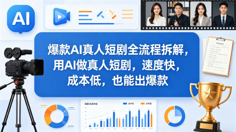 爆款AI真人短剧全流程拆解,用AI做真人短剧,速度快,成本低,也能出爆款网创吧-网创项目资源站-副业项目-创业项目-搞钱项目网创吧