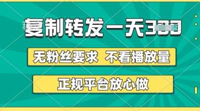 转发视频一天3张+,正规平台放心做,不看播放量,无粉丝要求,随时随地挣收益【揭秘】网创吧-网创项目资源站-副业项目-创业项目-搞钱项目网创吧