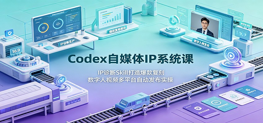 Codex自媒体IP系统课:IP诊断Skill打造爆款复刻,数字人视频多平台自动发布实操网创吧-网创项目资源站-副业项目-创业项目-搞钱项目网创吧