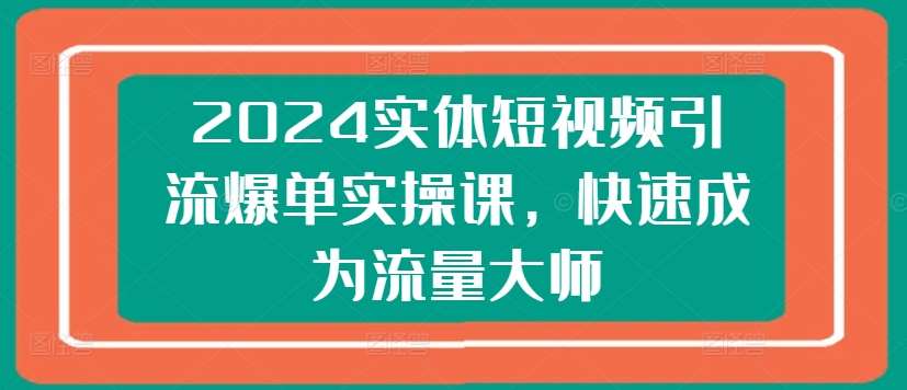 2024实体短视频引流爆单实操课,快速成为流量大师网创吧-网创项目资源站-副业项目-创业项目-搞钱项目网创吧